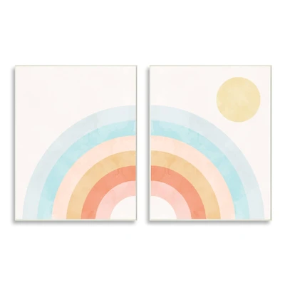 Stupell Industries Bold Summer Sun Rainbow Soft Pastel Tones Kids Wall Plaque
