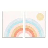 Stupell Industries Bold Summer Sun Rainbow Soft Pastel Tones Kids Wall Plaque