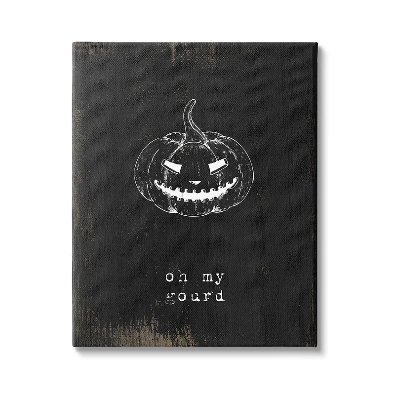 Stupell Industries Oh My Gourd Jack-o-Lantern Canvas Wall Art