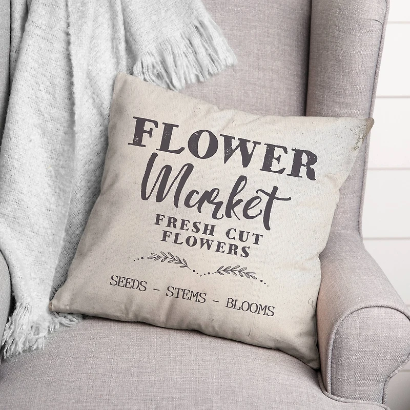 Flower Market Throw Pillow