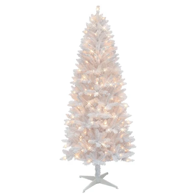 7ft. Pre-Lit White Carson Artificial Pine Christmas Tree, Clear Lights