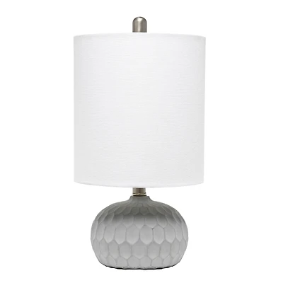 Lalia Home 19" Concrete Thumbprint Table Lamp with White Fabric Shade