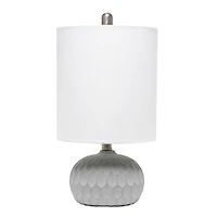 Lalia Home 19" Concrete Thumbprint Table Lamp with White Fabric Shade