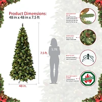 7.5ft. Pre-Lit Slim Portland Pine Cashmere Tips Artificial Christmas Tree, Clear Lights