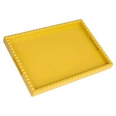 Hello Honey® 19" Yellow Sunny Wood Tray with Handles