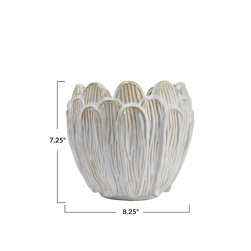 Hello Honey® 8" Ivory Stoneware Flower Shaped Planter