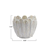 Hello Honey® 8" Ivory Stoneware Flower Shaped Planter