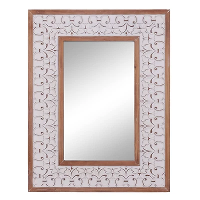 36" White Farmhouse Wood Wall Mirror