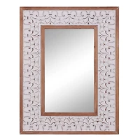 36" White Farmhouse Wood Wall Mirror