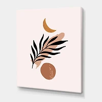 Designart - Abstact Minimal Sun, Moon & Tropical Palm Leaf I