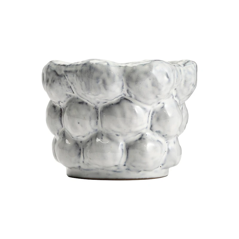 Hello Honey® 6.5" White Organically Shaped Stoneware Planter with Raised Dot Design