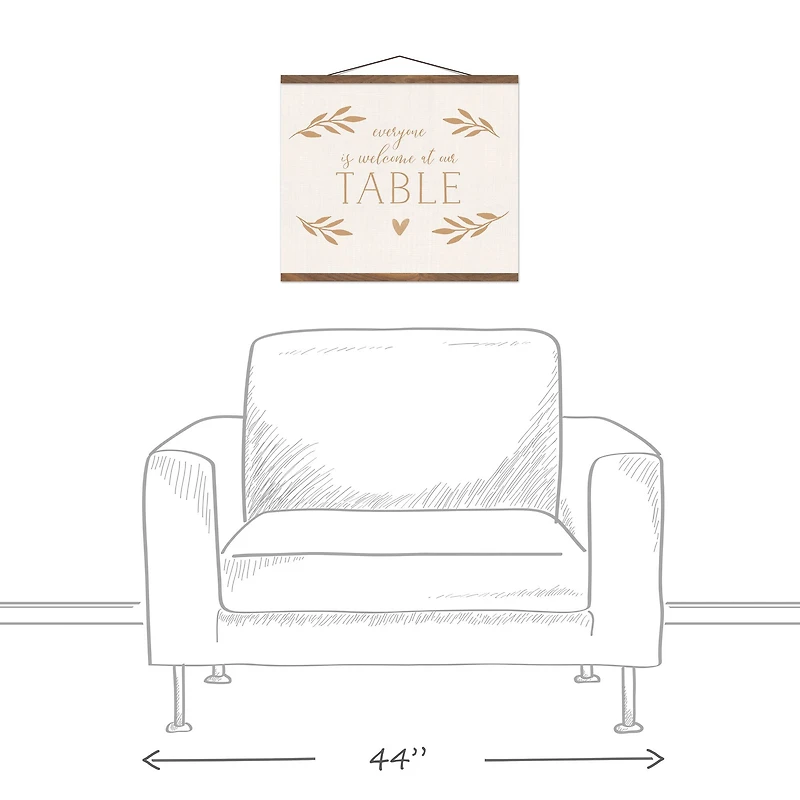 Welcome At Our Table 20" x 16" Teak Hanging Canvas