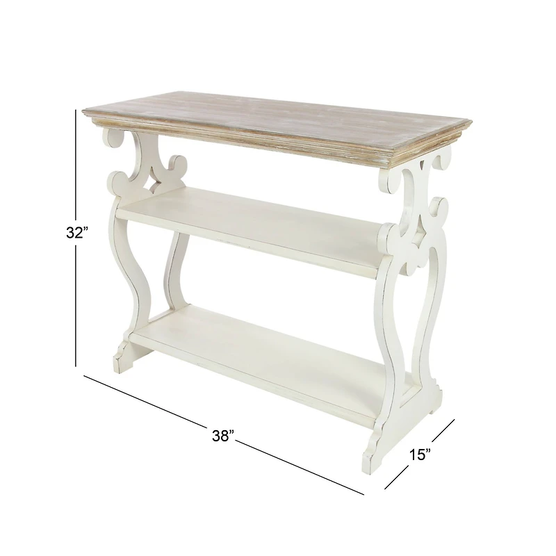 White Farmhouse Wood Console Table, 32" x 38"