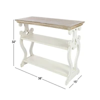 White Farmhouse Wood Console Table, 32" x 38"