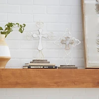 Brown Wood Contemporary Cross Sculpture Set