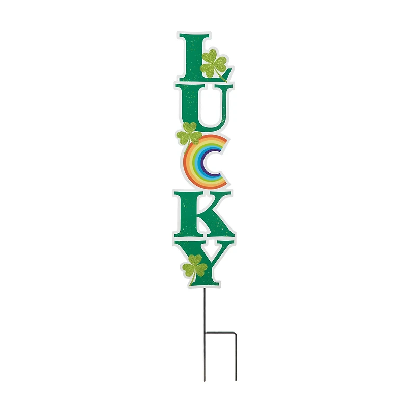 Glitzhome® 42" St. Patrick's Metal LUCKY Yard Stake