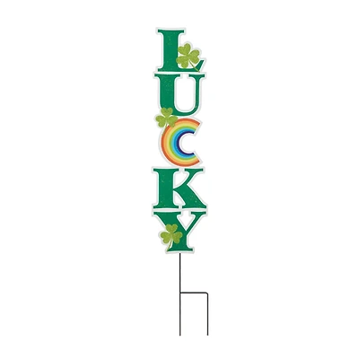 Glitzhome® 42" St. Patrick's Metal LUCKY Yard Stake