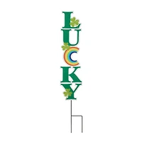 Glitzhome® 42" St. Patrick's Metal LUCKY Yard Stake
