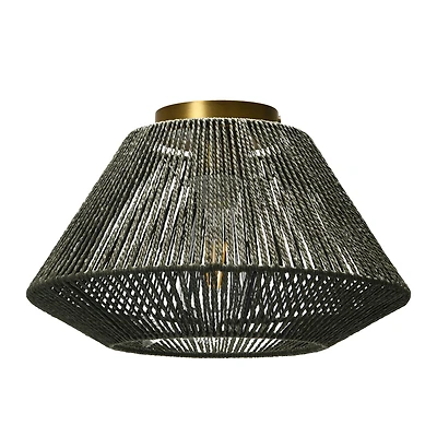 Hello Honey® 14" Gray Flush Mount Ceiling Light with Woven Paper Rope Shade