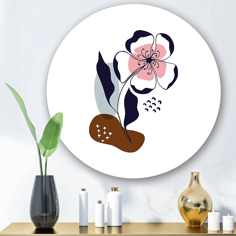 Designart - Abstract Flowers On Minimal Shapes IV