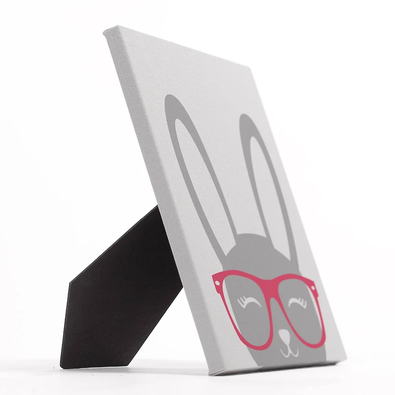 Happy Bunny with Glasses Tabletop Canvas Art