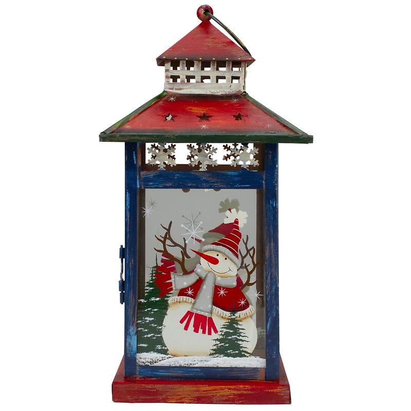 13" Red & White Snowman Let It Snow Christmas Lantern