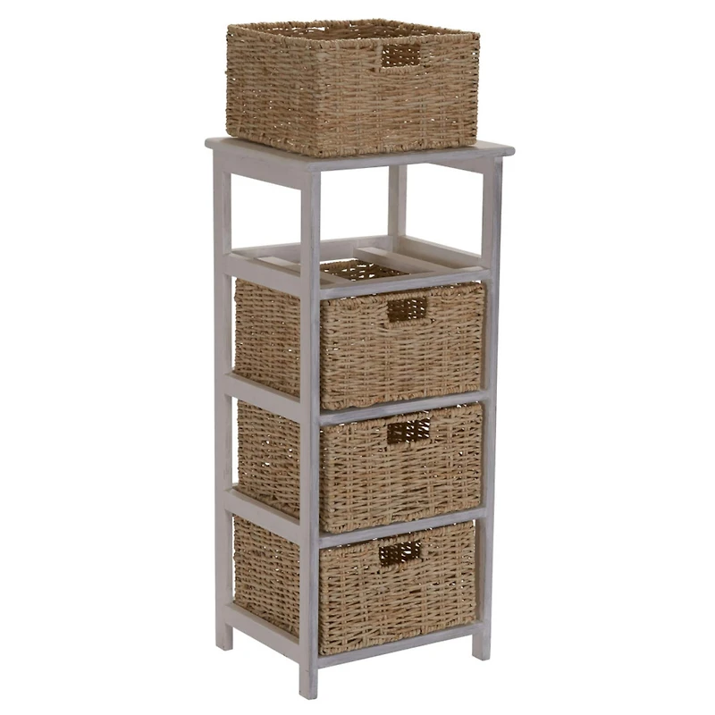 Household Essentials 4-Drawer Dresser with Natural Wicker Baskets