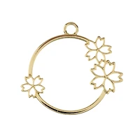 John Bead Beadwork Findings Gold Circle with Flowers Pendant, 4ct.