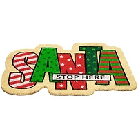 Red and Green "Santa Stop Here" Outdoor Christmas Doormat 18" x 30"