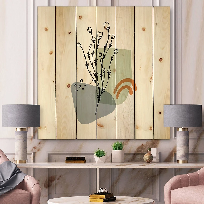 Designart - Abstract Flowers On Minimal Shapes II