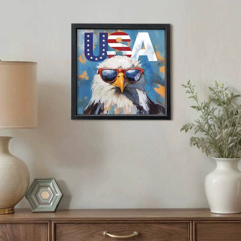 16" x 16" Patriotic Bald Eagle Framed Print