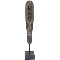 24" Brown Primitive African Mask Sculpture