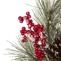 Glitzhome® 24" Flocked Pinecone & Berry Wreath