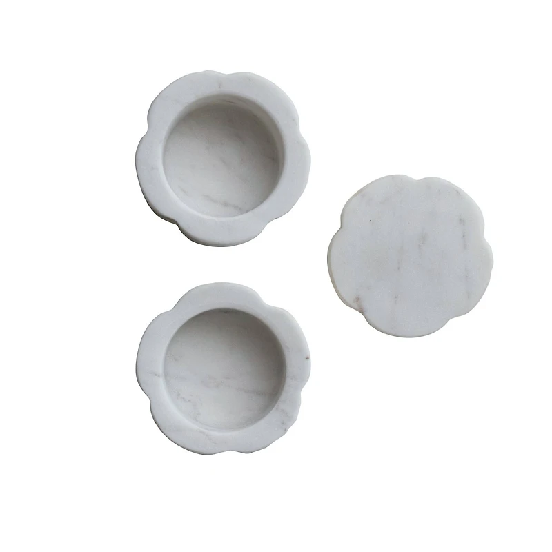 Hello Honey Elegant White Marble Pinch Pot with Lid