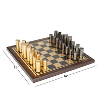 The Novogratz Gold Aluminum Contemporary Game Set, 14" x 14" x 4"