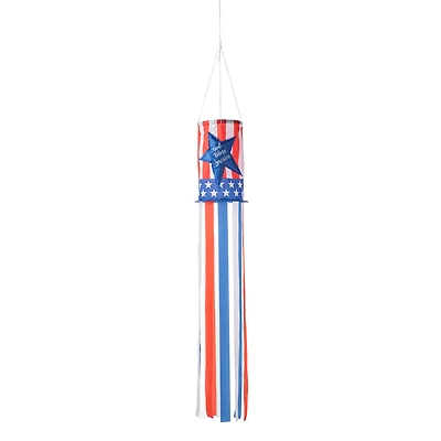 Glitzhome® 60" Patriotic Stars & Stripes Windsock