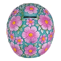 7.75" Blue & Pink Day of the Dead Skull Coin Bank