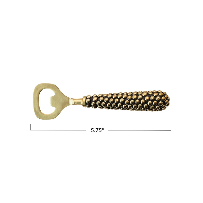 Hello Honey® 6" Brass Stainless Steel Bottle Opener with Cast Beaded Handle