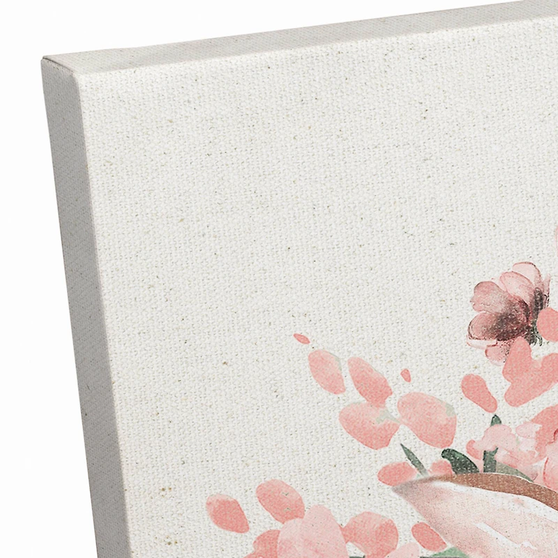 Easter Bunny Floral Bucket 16" x 20" Canvas Wall Art