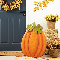 Glitzhome® 3ft. Fall Metal Embossed Glitter Pumpkin Yard Stake