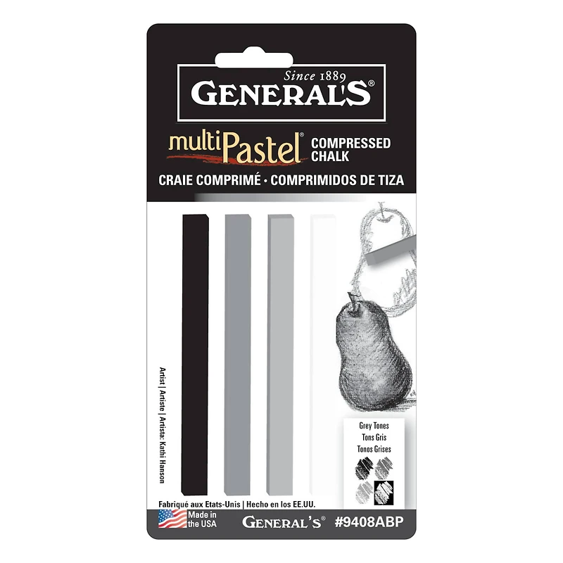 General's® MultiPastel® Gray Tones Compressed Chalk, 4ct.