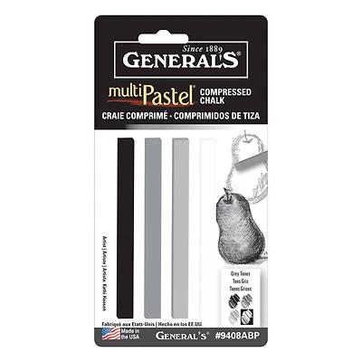 General's® MultiPastel® Gray Tones Compressed Chalk, 4ct.