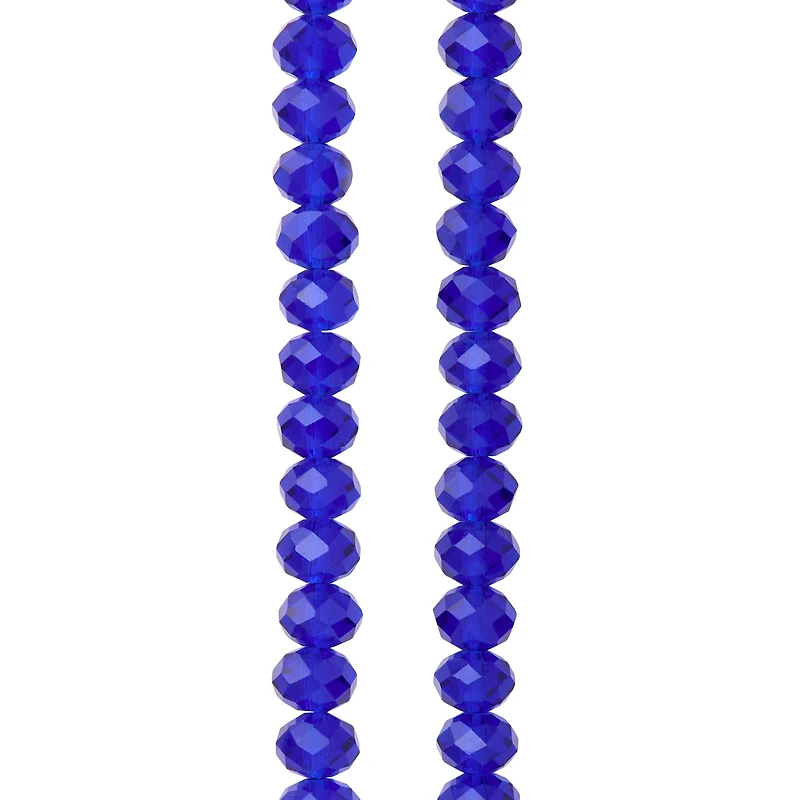 12 Pack: Sapphire Glass Rondelle Beads, 8mm by Bead Landing™