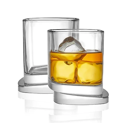 JoyJolt® 9.6oz. Aqua Vitae Square Off Base Whiskey Glasses, 2ct.