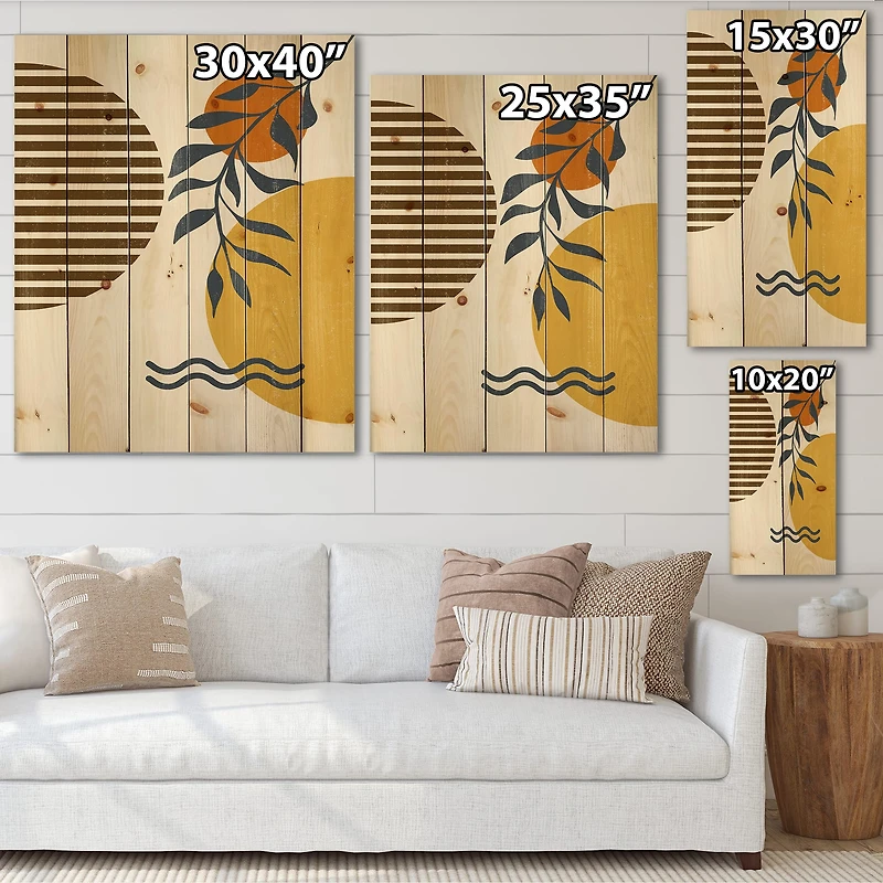 Designart - Botanical Minimalist Leaf With Abstract Shapes I