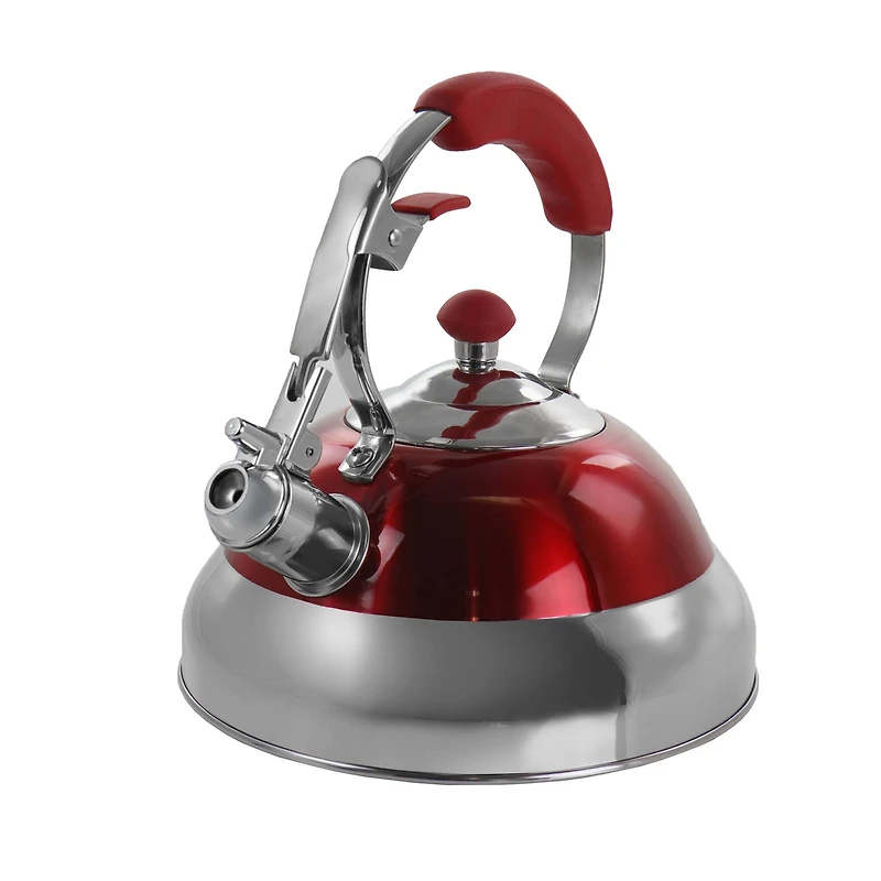 MegaChef 2.7L Red Stovetop Whistling Kettle
