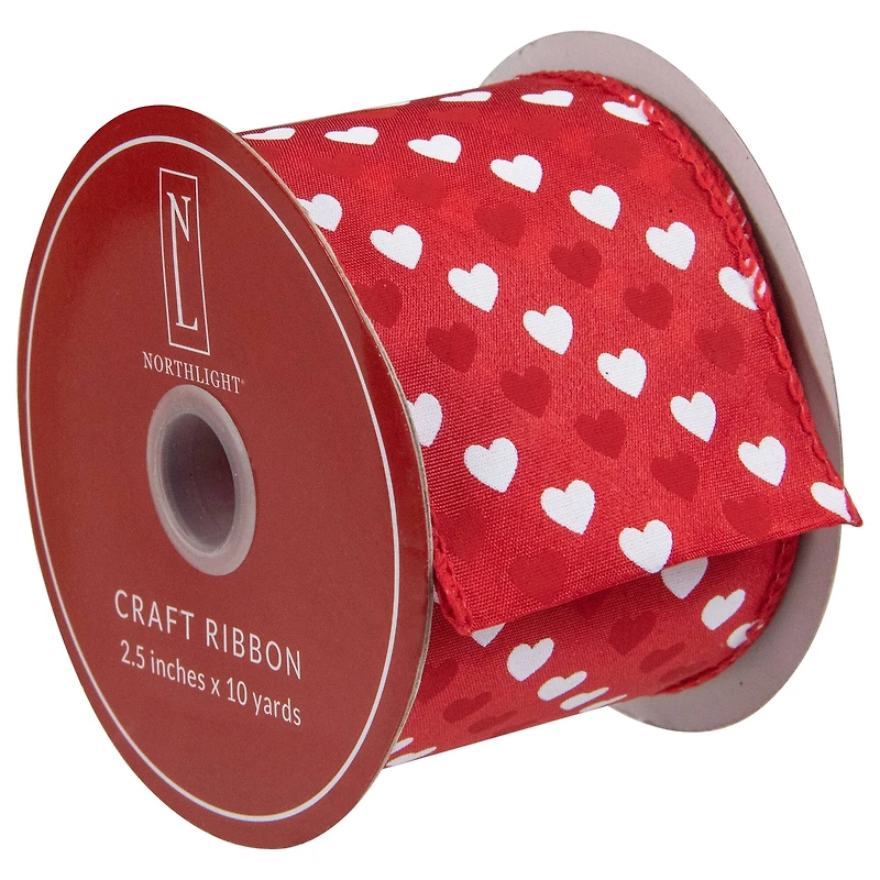 2.5" x 10yd. Diagonal Hearts Valentine's Day Wired Craft Ribbon