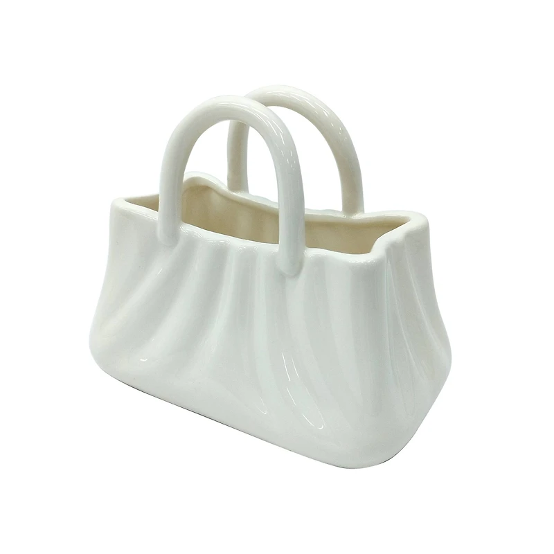 White Handbag Ceramic Vase by Ashland®
