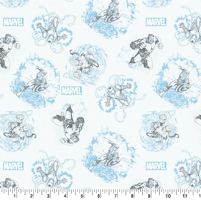 Marvel® Hulk Blue Sketch Cotton Fabric