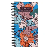 TF Publishing 2024-2025 Small True Blue Flowers Spiral Weekly Monthly Planner
